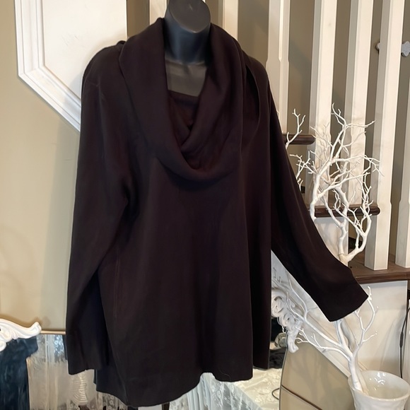 Cowl Neck Solid Deep Black Sweater. The Softest, Gorgeous Drape & Feel. - Picture 7 of 11
